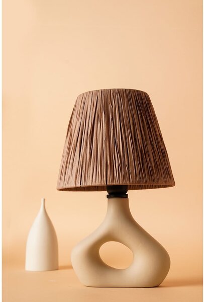Бежова настолна лампа с абажур от хартиен шнур (височина 40 cm) Serin – Opviq lights