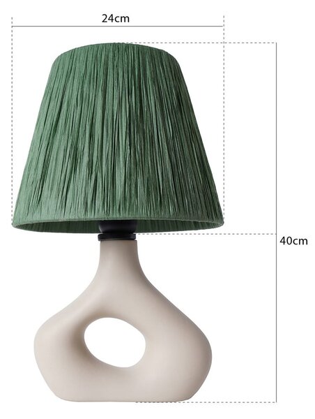 Зелена настолна лампа с абажур от хартиен шнур (височина 40 cm) Serin – Opviq lights
