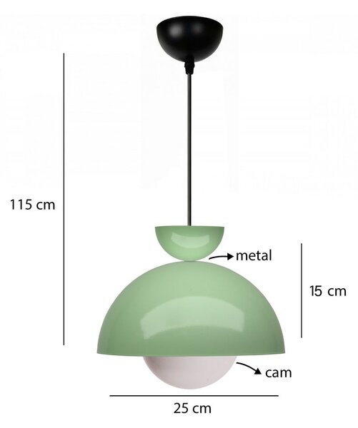 Зелено висящо осветително тяло с метален абажур ø 25 cm Arta – Opviq lights
