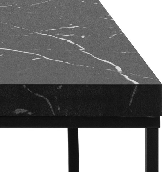 Черна масичка за кафе с плот от имитация на мрамор 55x110 cm Barossa – Actona