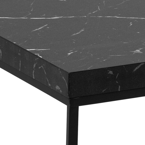Черна масичка за кафе с плот от имитация на мрамор 55x110 cm Barossa – Actona
