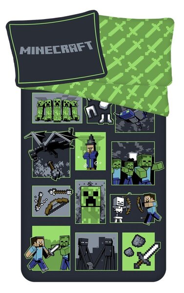 Памучно детско спално бельо за единично легло 140x200 cm Minecraft Survival Mode - Jerry Fabrics