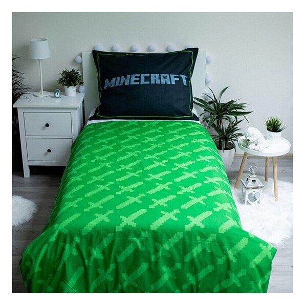 Памучно детско спално бельо за единично легло 140x200 cm Minecraft Survival Mode - Jerry Fabrics