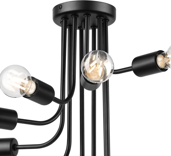 Полилей за повърхностен монтаж TRINITY 10xE27/15W/230V черен