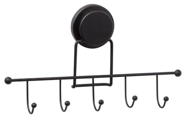 Закачалка за кърпа Metalife MGS-702, 5 куки, 6.5х31.5х17.5 см, Черен