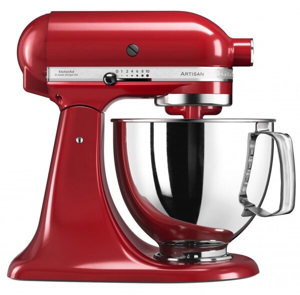 Планетарен миксер KitchenAid Artisan Elegance 5KSM125EER, 300 W, 4.8 л, Direct drive, 10 скорости, Червен