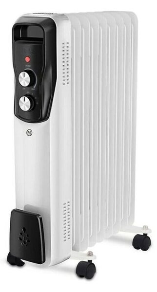 Маслен радиатор Sailnovo NSC-250-11F1, 2500W, 11 ребра, 30 м2, 3 степени, Въртящи се на 360 колелца, 10-35C, Бял