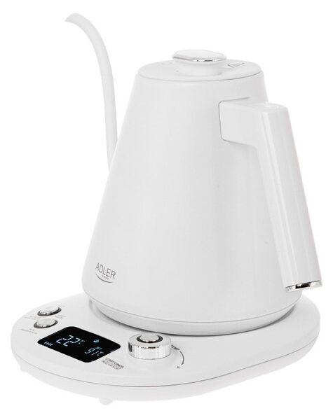Електрическа кана Adler AD 1349W, 1100W, 1 л, 40-100 C, Поддържане на топлината, LED дисплей, Бял