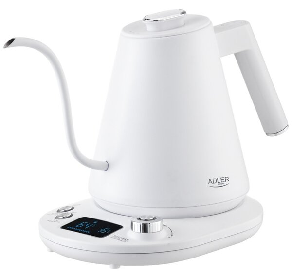 Електрическа кана Adler AD 1349W, 1100W, 1 л, 40-100 C, Поддържане на топлината, LED дисплей, Бял