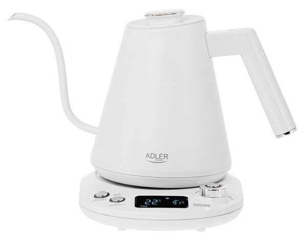 Електрическа кана Adler AD 1349W, 1100W, 1 л, 40-100 C, Поддържане на топлината, LED дисплей, Бял