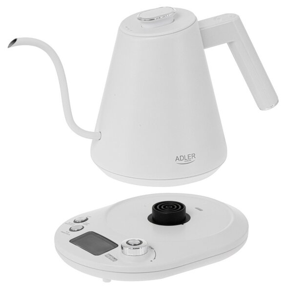 Електрическа кана Adler AD 1349W, 1100W, 1 л, 40-100 C, Поддържане на топлината, LED дисплей, Бял