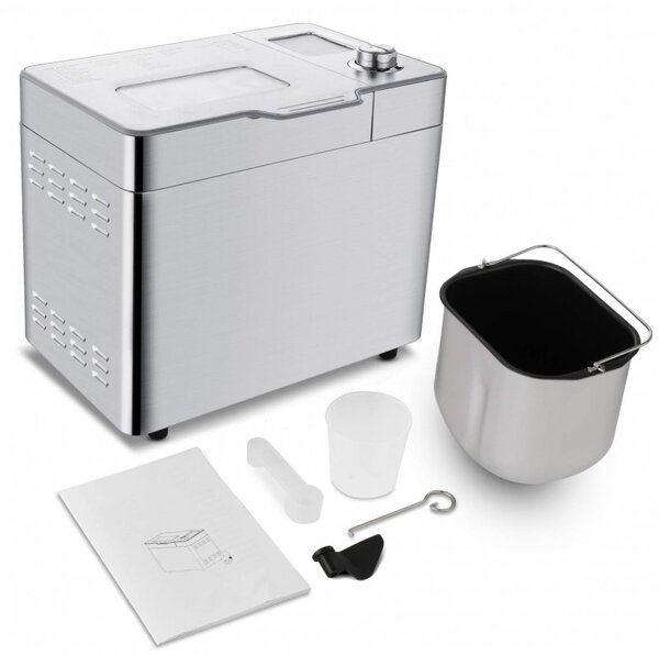 Хлебопекарна Nictemaw Baking Master, 550W, 25 програми, 3 степени, 500/750/900 гр, LCD, Отложен старт 13ч, Автоматичен дозатор, Сребрист