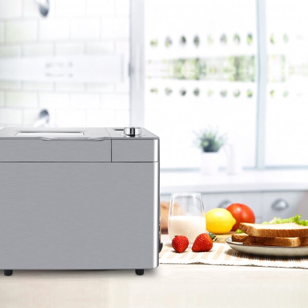 Хлебопекарна Nictemaw Baking Master, 550W, 25 програми, 3 степени, 500/750/900 гр, LCD, Отложен старт 13ч, Автоматичен дозатор, Сребрист