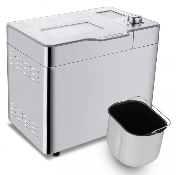 Хлебопекарна Nictemaw Baking Master, 550W, 25 програми, 3 степени, 500/750/900 гр, LCD, Отложен старт 13ч, Автоматичен дозатор, Сребрист