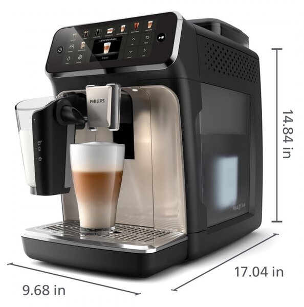 Кафеавтомат Philips EP5541/50 5500 LatteGo, 1500W, 15 bar, 1.8 л, 20 напитки, Керамична мелачка с 12 нива, TFT, AquaClean, SilentBrew, AromaExtract, ExtraShot, Черен