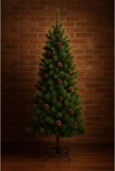 Изкуствена елха с шишарки Everlands Norwich Pine, 150 см, 446 клони, Метална стойка, Зелен