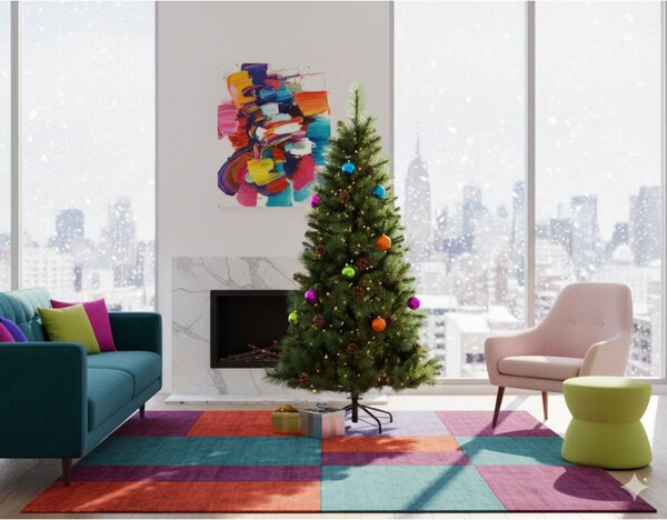 Изкуствена елха с шишарки Everlands Norwich Pine, 150 см, 446 клони, Метална стойка, Зелен
