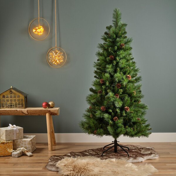 Изкуствена елха с шишарки Everlands Norwich Pine, 150 см, 446 клони, Метална стойка, Зелен