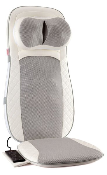 Масажираща седалка Medivon Luna, 48W, Shiatsu, Вибромасаж, 5 режима, Таймер, Инфрачервено загряване, Дистанционно, Бял/сив