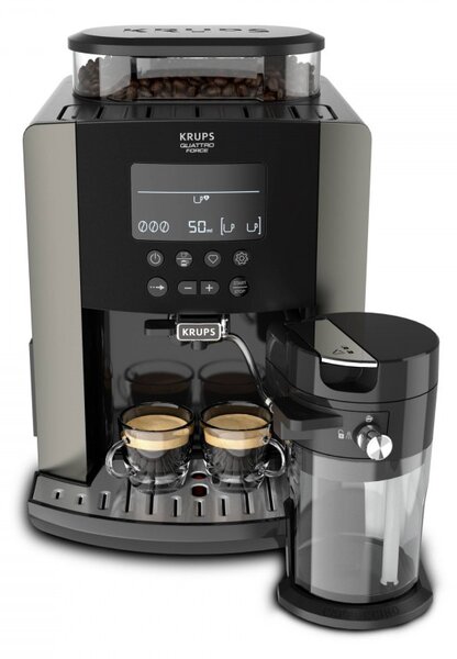 Кафеавтомат Krups Arabica Latte EA819E10, 1450W, 15 bar, 1.7 l, LCD, 5 програми, 3 функции, 3 настройки за темп. и аромат, Milk Comfort / One Touch Cappuccino, Черен