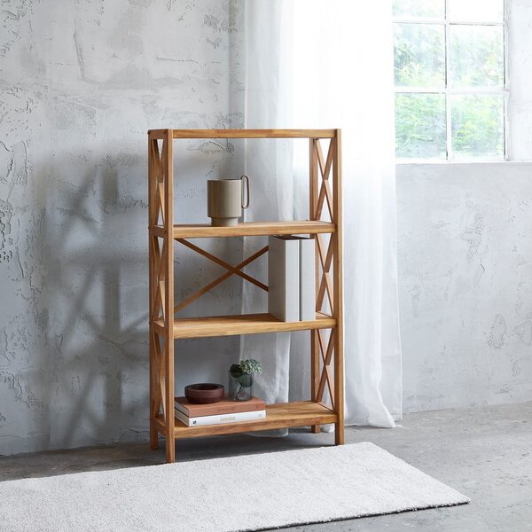 Стелаж от масивен дъб в естествен цвят 70x124 cm X-Shelf – Unique Furniture