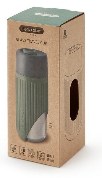 Зелена стъклена чаша за път 340 ml – Black + Blum