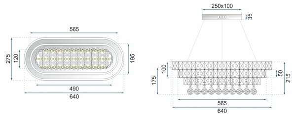 Кристален полилей LED 102W c дистанционно управление APP417-CP