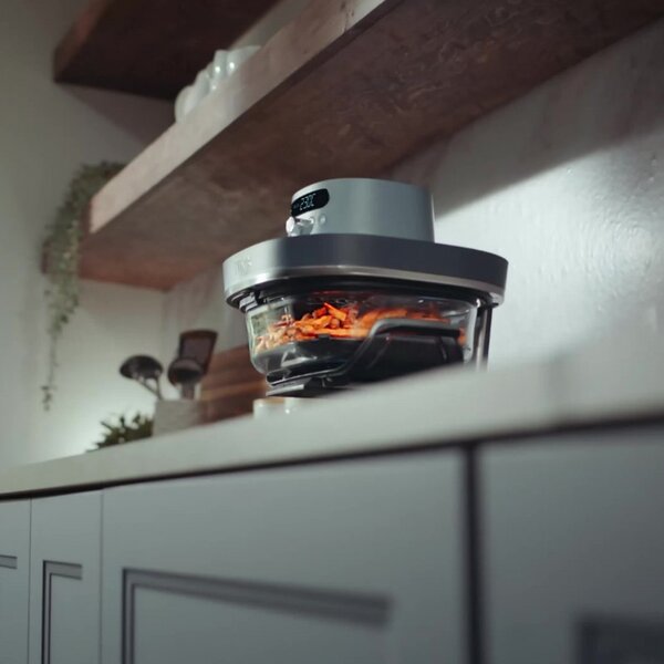 Фритюрник с горещ въздух Ninja CRISPi Pro AS101EUCY, 2050W, 2.3 + 5.7 л, 26-240°C, Max Crisp, Керамични плочи, Без PFAS, Тъмносин/сив