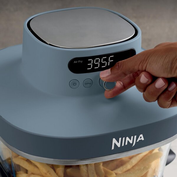 Фритюрник с горещ въздух Ninja CRISPi Pro AS101EUCY, 2050W, 2.3 + 5.7 л, 26-240°C, Max Crisp, Керамични плочи, Без PFAS, Тъмносин/сив