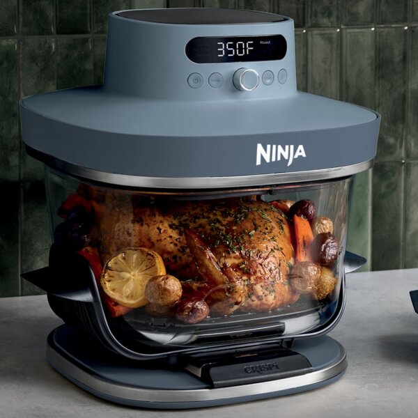 Фритюрник с горещ въздух Ninja CRISPi Pro AS101EUCY, 2050W, 2.3 + 5.7 л, 26-240°C, Max Crisp, Керамични плочи, Без PFAS, Тъмносин/сив