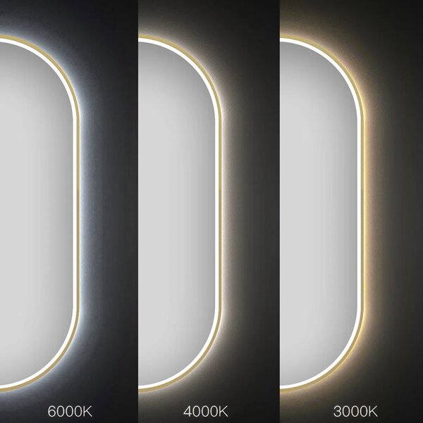 Огледало LED OVL 50x100cm Brush Gold