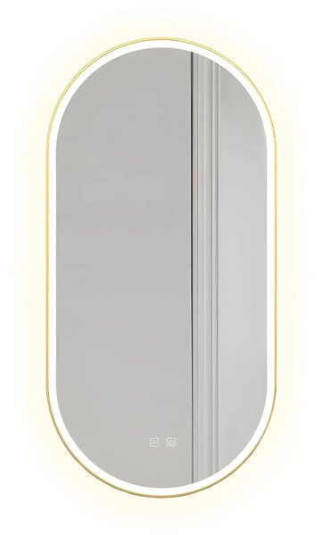 Огледало LED OVL 50x100cm Brush Gold