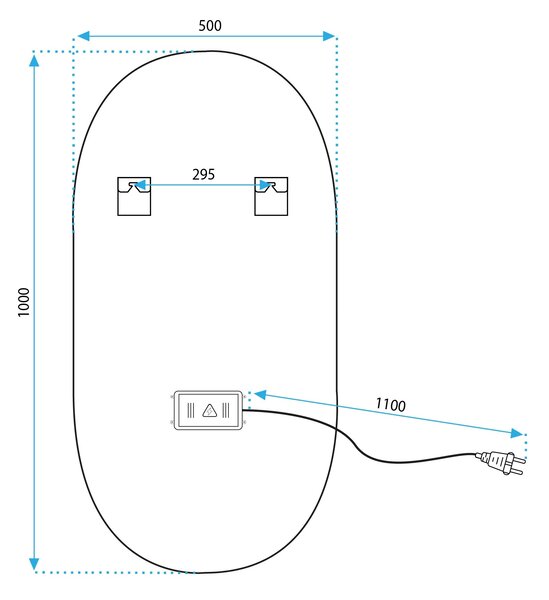 Огледало LED OVL 50x100cm Black