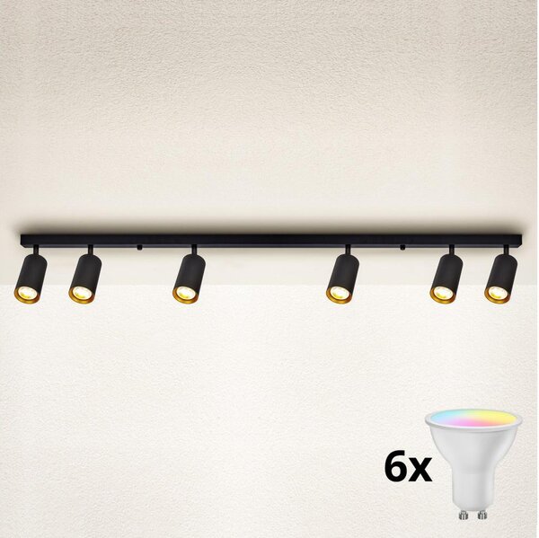Brilagi - LED димируемо точково осветително тяло SELE 6xGU10/6,5W/230V черно/златисто