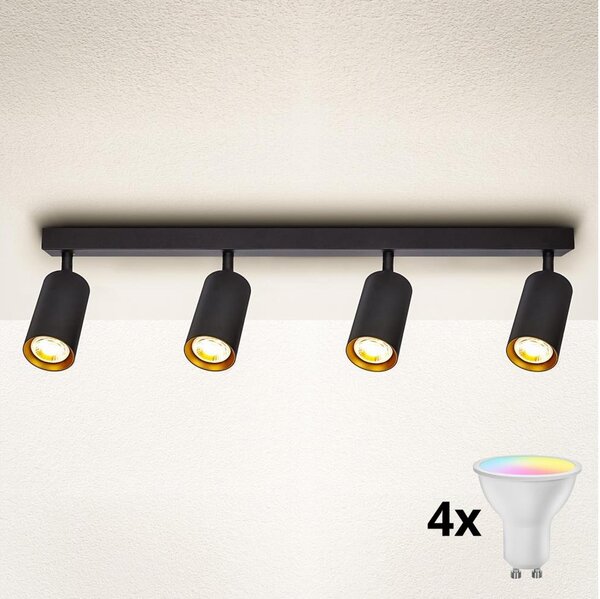 Brilagi - LED RGBW димируемо точково осветително тяло SELE 4xGU10/4,8W/230V черно/златисто