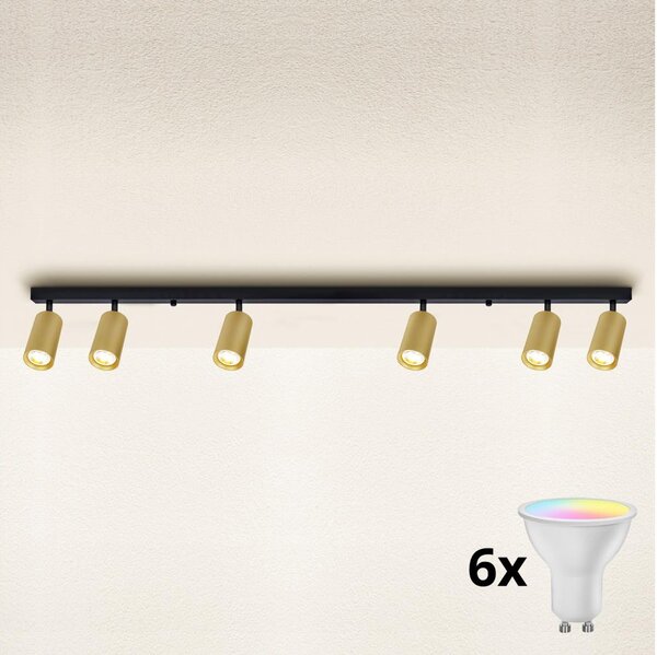 Brilagi - LED димируемо точково осветително тяло SELE GOLDEN 6xGU10/6,5W/230V черно/златно