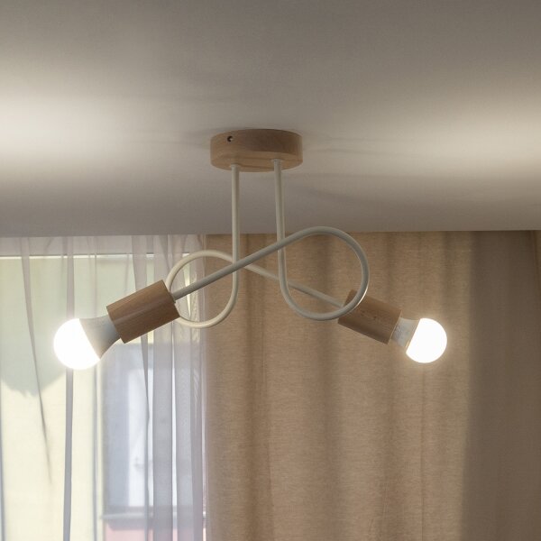 Плафонен полилей OXFORD 2xE27/15W/230V бор/кремав