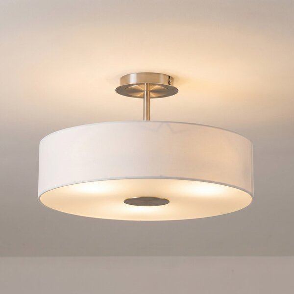 Lindby Таванно осветление Josia, бяло, плат, Ø 47 cm, E27, Затъмняване, Бял, Коридор, Плат / текстил, Модерен
