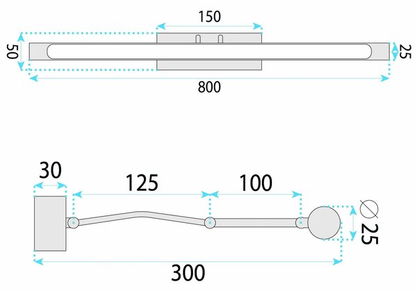 LED аплик за баня SWE027-1W 80cm Black