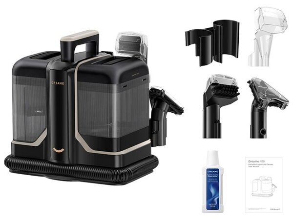 Прахосмукачка за пране на килими и тапицерия Dreame N10, 450W, 12000 Pa, 1.6/0.75 л, Почистване с гореща вода до 60°C, Самопочистване, Черен