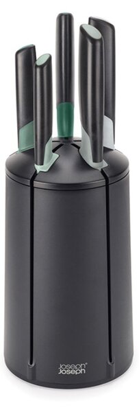 Комплект ножове Joseph Joseph Elevate 10541, Японска стомана, Въртяща се стойка, Без BPA, Черен/зелен