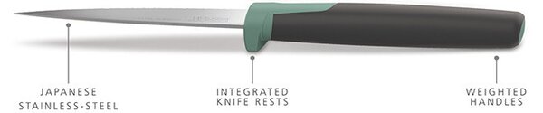 Комплект ножове Joseph Joseph Elevate 10541, Японска стомана, Въртяща се стойка, Без BPA, Черен/зелен