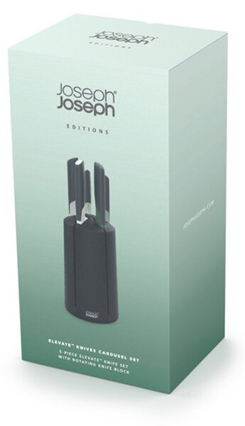Комплект ножове Joseph Joseph Elevate 10541, Японска стомана, Въртяща се стойка, Без BPA, Черен/зелен