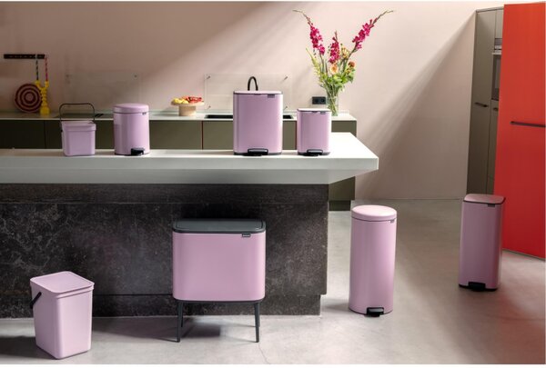 Кош за боклук Brabantia Bo Pedal 1010446, 12 л, Леко затваряне, Противоплъзгаща основа, Розов