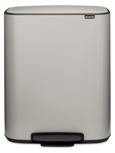 Кош за боклук Brabantia Bo Pedal 1010448, 60 л, Леко затваряне, Противоплъзгаща основа, Светлосив