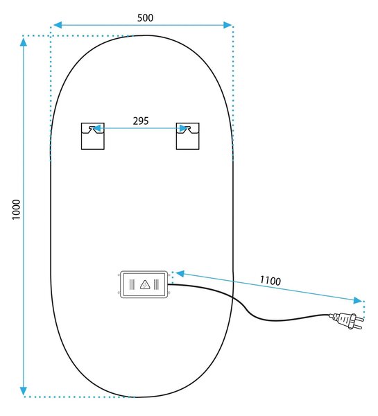 Огледало LED OVL 50x100cm Gold