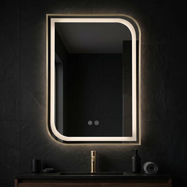 Огледало LED ZONE 70X50 BRUSH GOLD