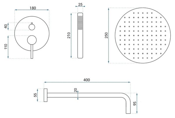 Душ система за вграждане Rea Foss Clif Titan + BOX