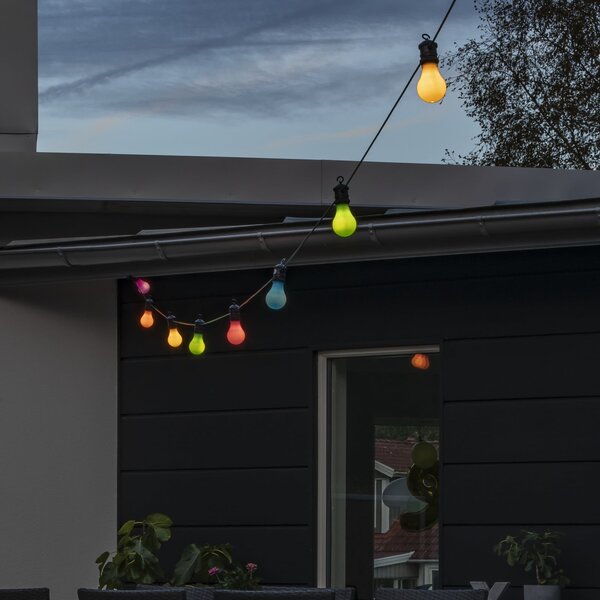 Konstsmide Christmas LED верига „Party“, в пастелни цветове, с димер, IP44, Затъмняване, Многоцветен, Пластмаса, Модерен