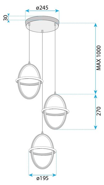 Висяща LED лампа G064-3CPR Gold